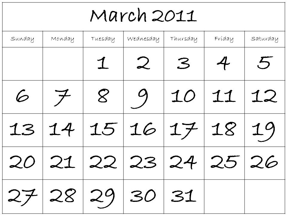 blank march calendar. lank monthly calendar march