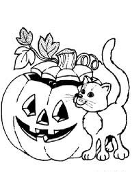 Calabaza de Halloween con gato para colorear