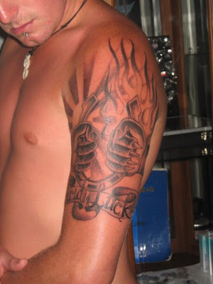 fire padlock tattoo for man