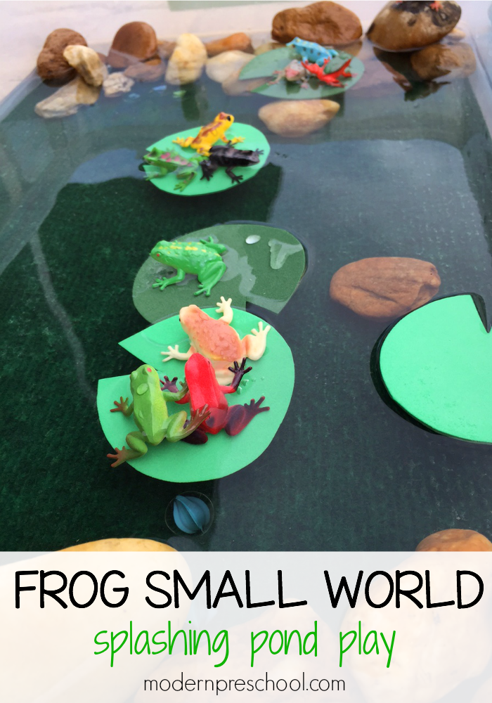frog splashing pond small world