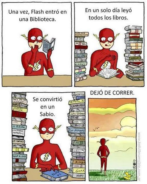 Meme de humor sobre Flash y la lectura