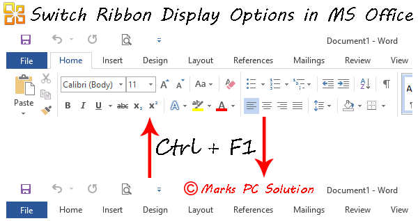 Switch Between Ribbon Display Modes