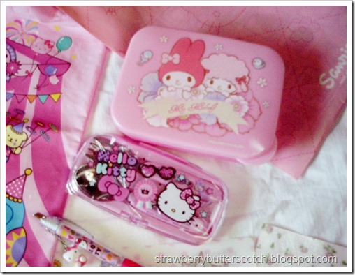 My Melody Bento Box and Hello Kitty Utensil Set