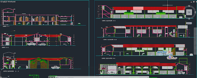 Hotel hostel countryside in AutoCAD 