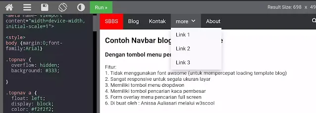 navbar blogger responsif dan lengkap