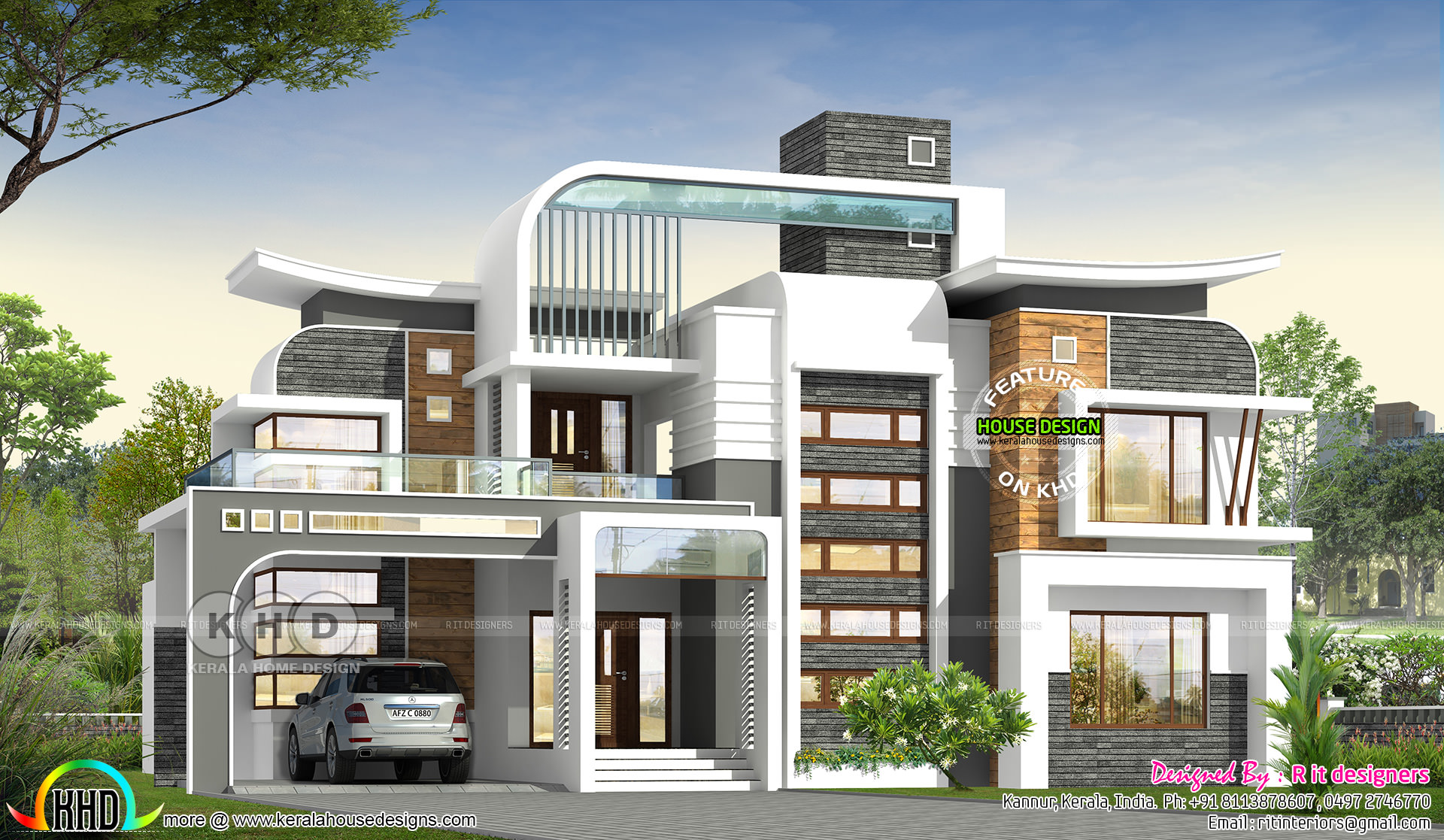 Unique ultra modern 4 bedroom house design - Kerala home design and