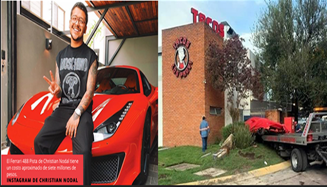 Quedo echo pedazos chocan y destrozan Ferrari 488 del cantante  Cristian Nodal en Jalisco