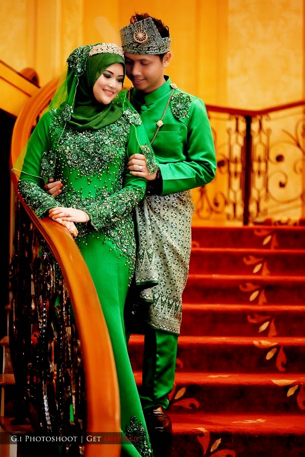 16 Contoh Model Baju Pengantin Muslim Warna Hijau 