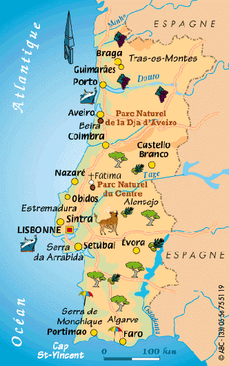 carte touristique du portugal • Voyages - Cartes