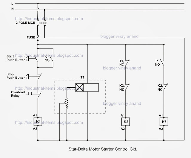 Star Delta Control Circuit of 3 phase Induction Motor