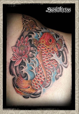 Lotus Flower Fish Tattoo Designs