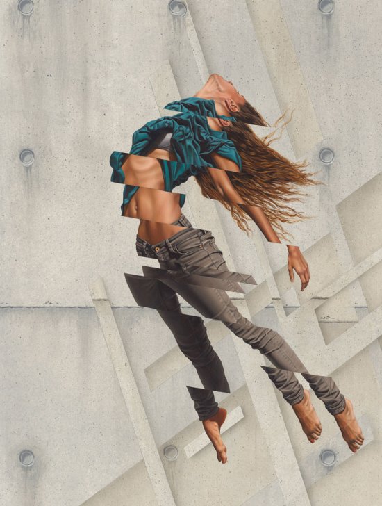 James Bullough arte pinturas murais mulheres glitches foto realistas beleza