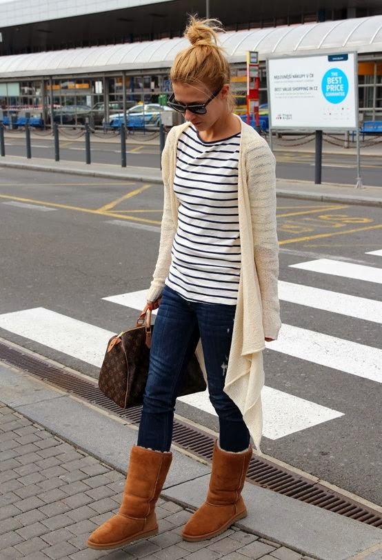 Winter Outfit With Strips Shirt With Jeans