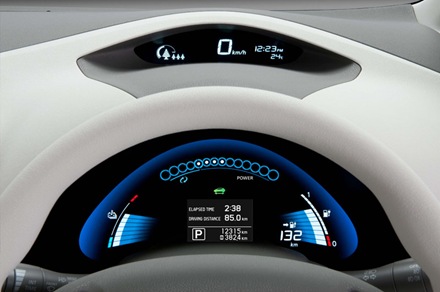 Nissan Leaf car speedometer