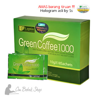 TERMURAH: Leptin Green Coffee 1000 ( Minuman Kopi Untuk Diet ) asli
