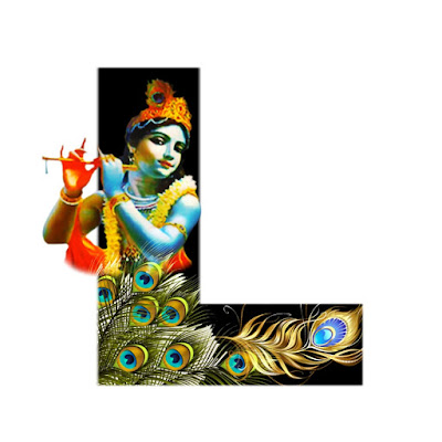 English Alphabets L with Lord Krishna Image