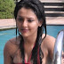 Megha Gosh in red swimming costume