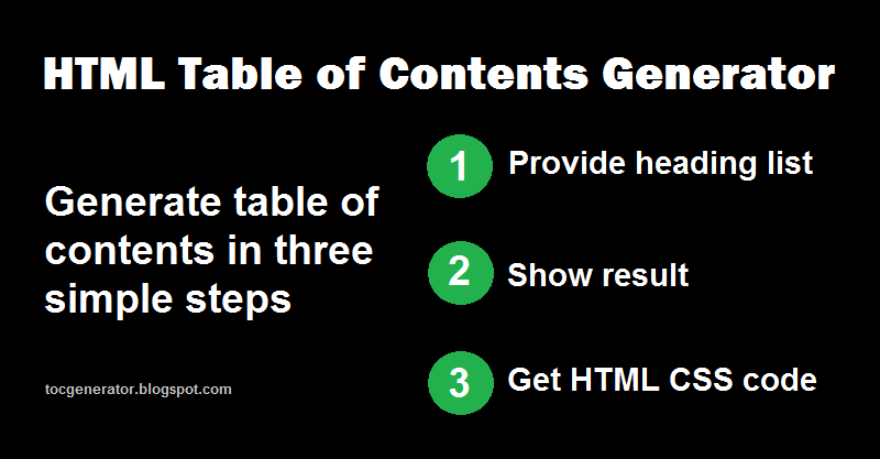 HTML Table of Contents Generator