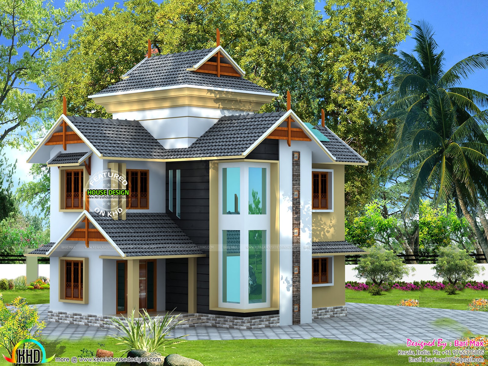  Small  5  bedroom  modern house  Kerala home  design  and 