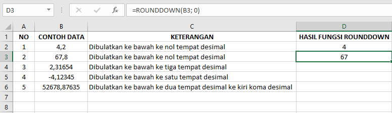 Fungsi ROUNDDOWN pada Microsoft Excel dan Pengaplikasiannya