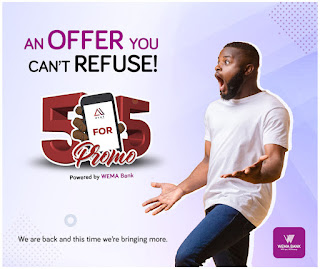 Wema Bank 5for5 PROMO is back and this time, we are bringing more.:  Do you want to become a millionaire? Then get ready because from June till December 2022, you stand a chance to be one of 77 lucky winners in our monthly draws.