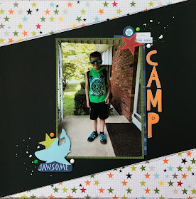 1 page Summer Camp Scrapbook Layout using Bella Blvd Max scrapbook supplies