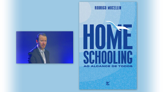 Autor Rodrigo Mocellin e capa do livro "Homeschooling ao alcance de todos".