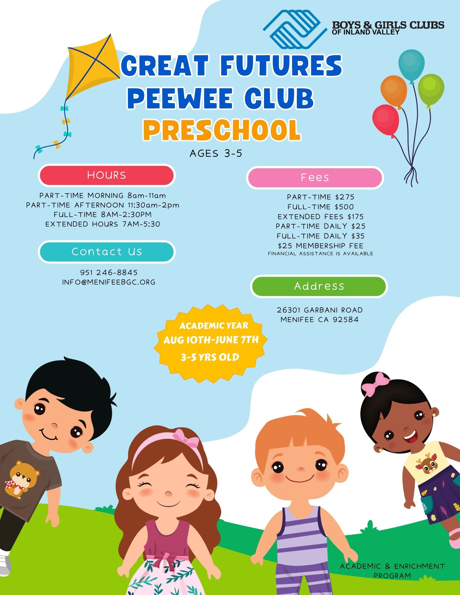 Registration open for Great Futures Preschool program Menifee 24/7