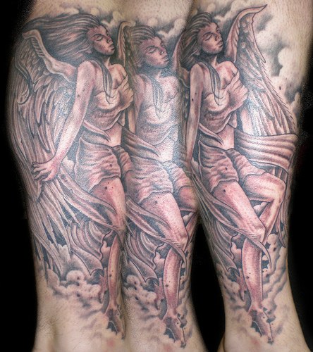 evil angel tattoos. good evil tattoo. sleeve