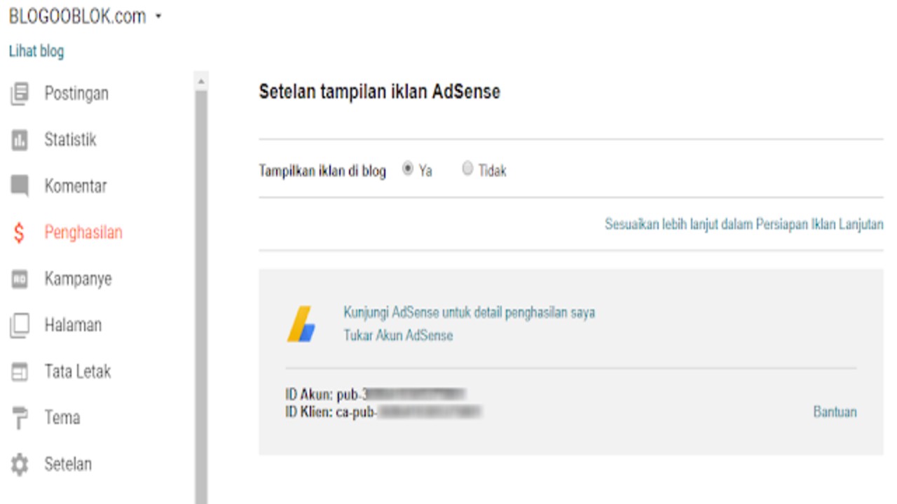 Cara Memasang Iklan AdSense di Template Blogger