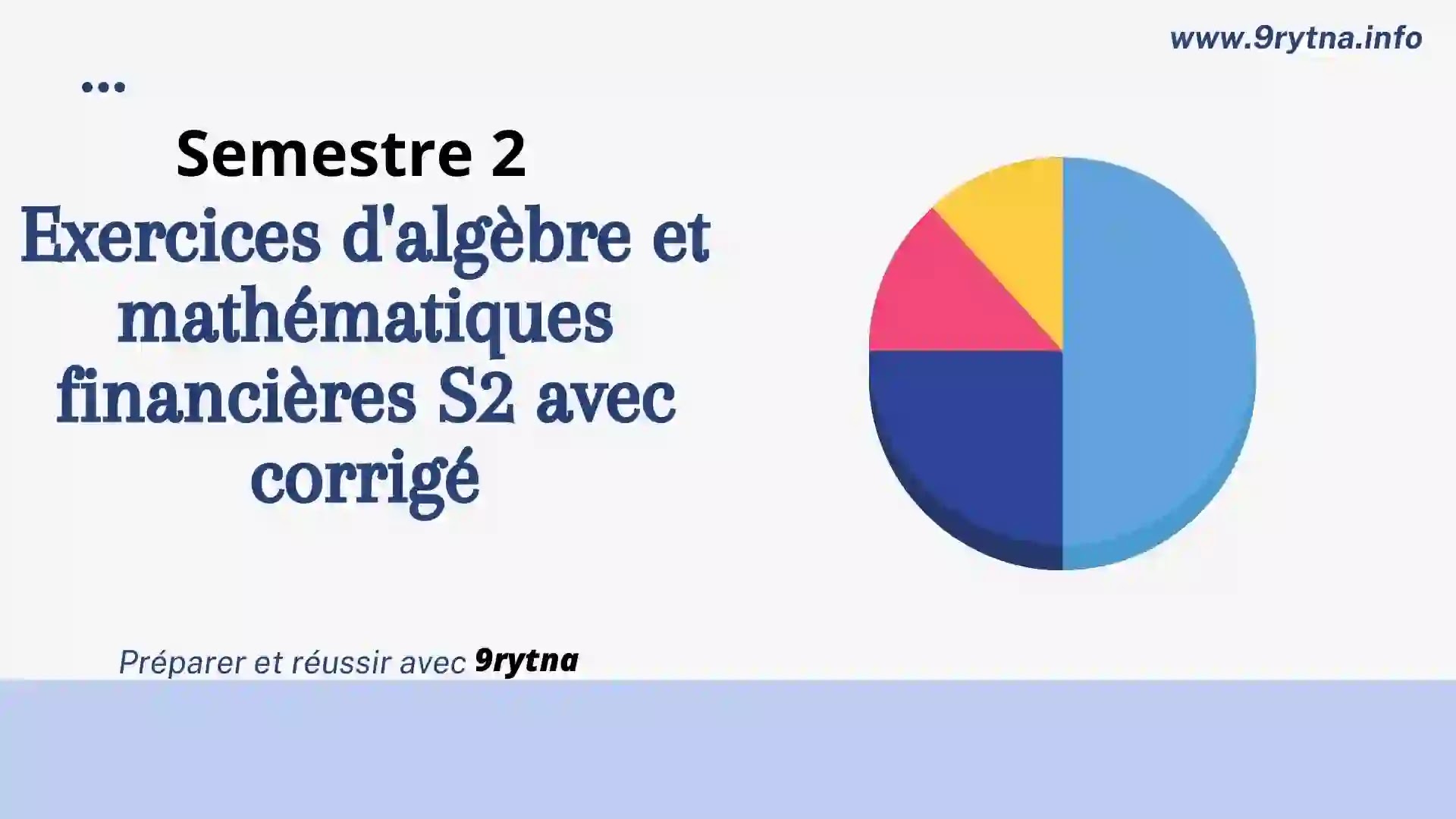 Exercices d'algèbre et mathématiques financières S2 avec corrigé