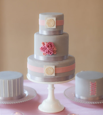 pink and gray wedding Erica Obrien Cake Design