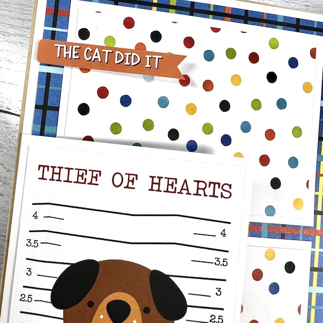 Dog Scrapbook Album Page with Journaling card and polka dots