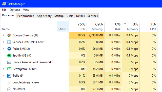 windows unresponsive task menager