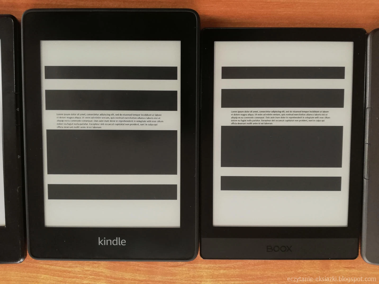 Ekran w Onyx Boox Poke 3 w bezpośrednim porównaniu z Kindle Paperwhite 4