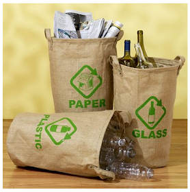 jute recycling bags for paper, plastic, glass