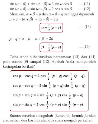 penjumlahan dan pengurangan sinus dan cosinus