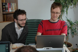 Samuele and Carl Friedrich pretending to work on something