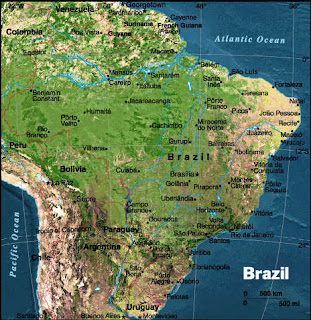 Physical satellite map of Brasilia