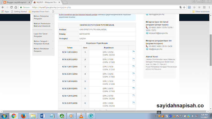 Cara-Cara Upload Result & Kemaskini Pelan Pengajian di Myself JPA