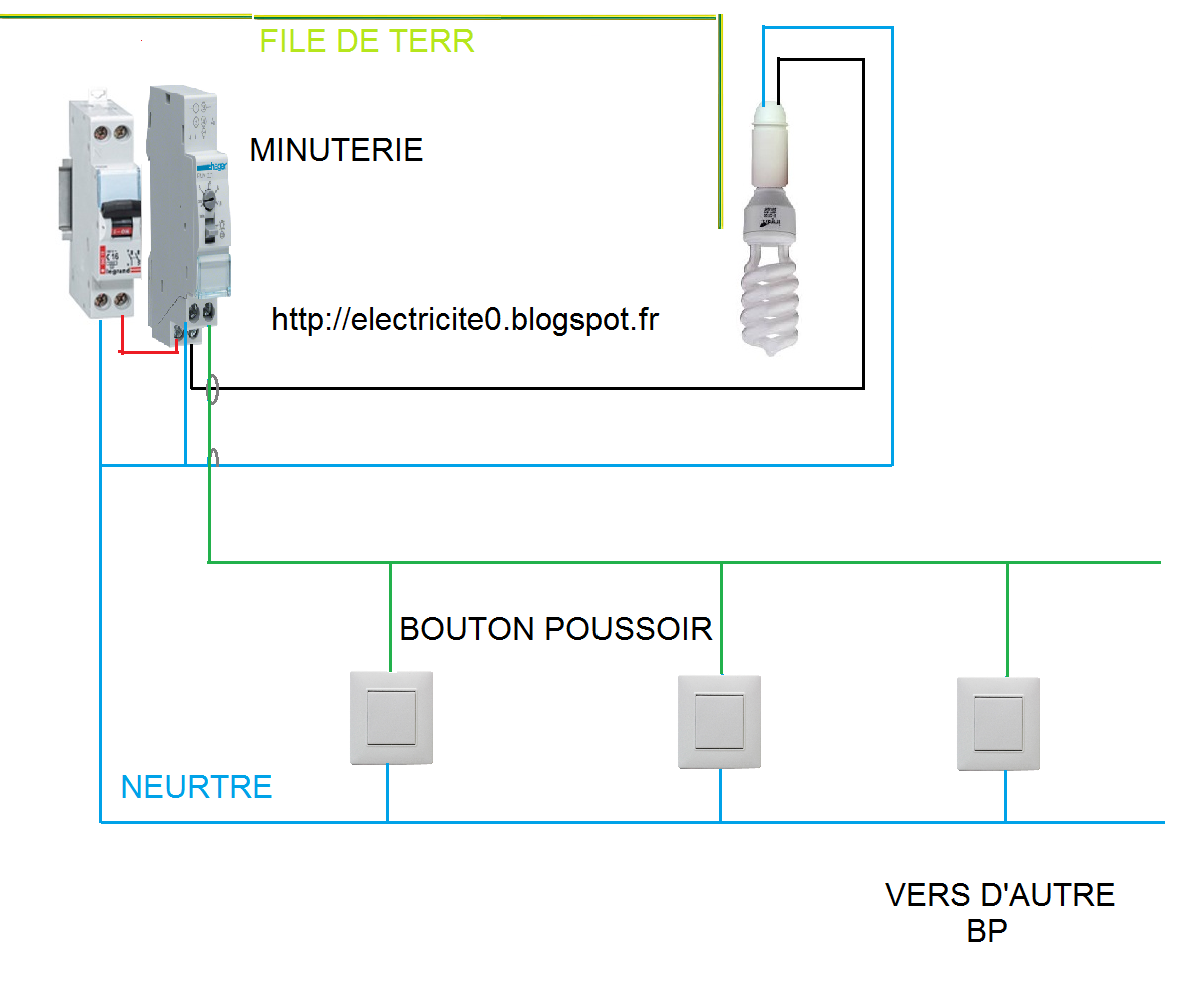 Electricité : schema electrique minuterie branchement 3 fils