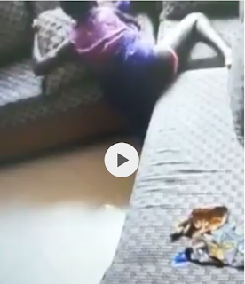 Caught on Camera Rubbing Her Nunu Against The Sofa Set