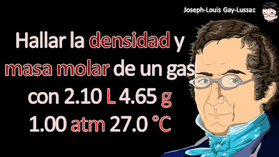 Un recipiente de 2.10 L contiene 4.65 g de un gas a 1.00 atm y 27.0 ° C. (a) Calcule la densidad del gas en gramos por litro.