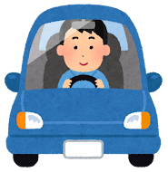 運転している男性のイラスト（笑顔）