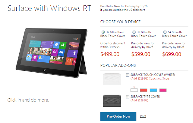 Microsoft Surface price