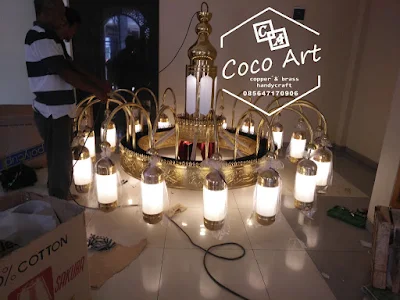 Coco Art Lampu Gantung Masjid Kuningan - Replika Lampu Gantung nabawi kuningan