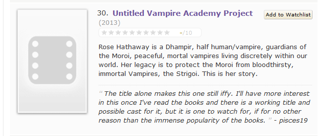 That is right the plans are moving forward for th Vampire Academy Films