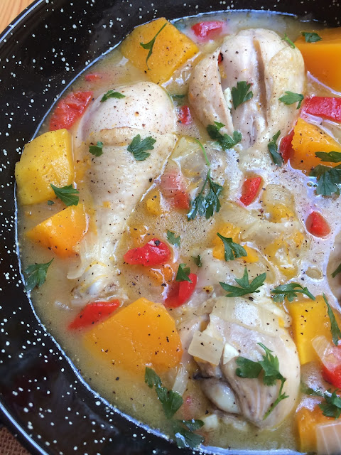 pollo guisado con calabaza receta