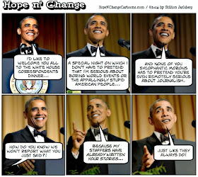 obama, obama jokes, cartoon, humor, correspondents, dinner, roast, jokes, conservative, hope and change, hope n' change, stilton jarlsberg, tea party