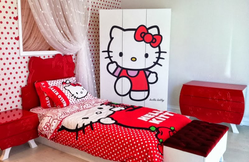 GAMBAR Kamar  Tidur Hello Kitty Warna Pink Desain Kamar  